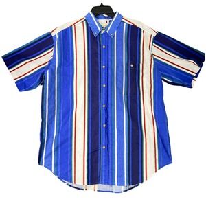 Vintage 90s Pearl River Clothing Striped Cotton Button Shirt L Y2K‎ Streetwear